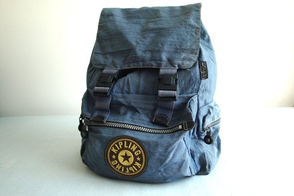 Lichtblauwe Kipling rugzak, Gebruikt, Kipling, 25 tot 40 cm, Ophalen of Verzenden