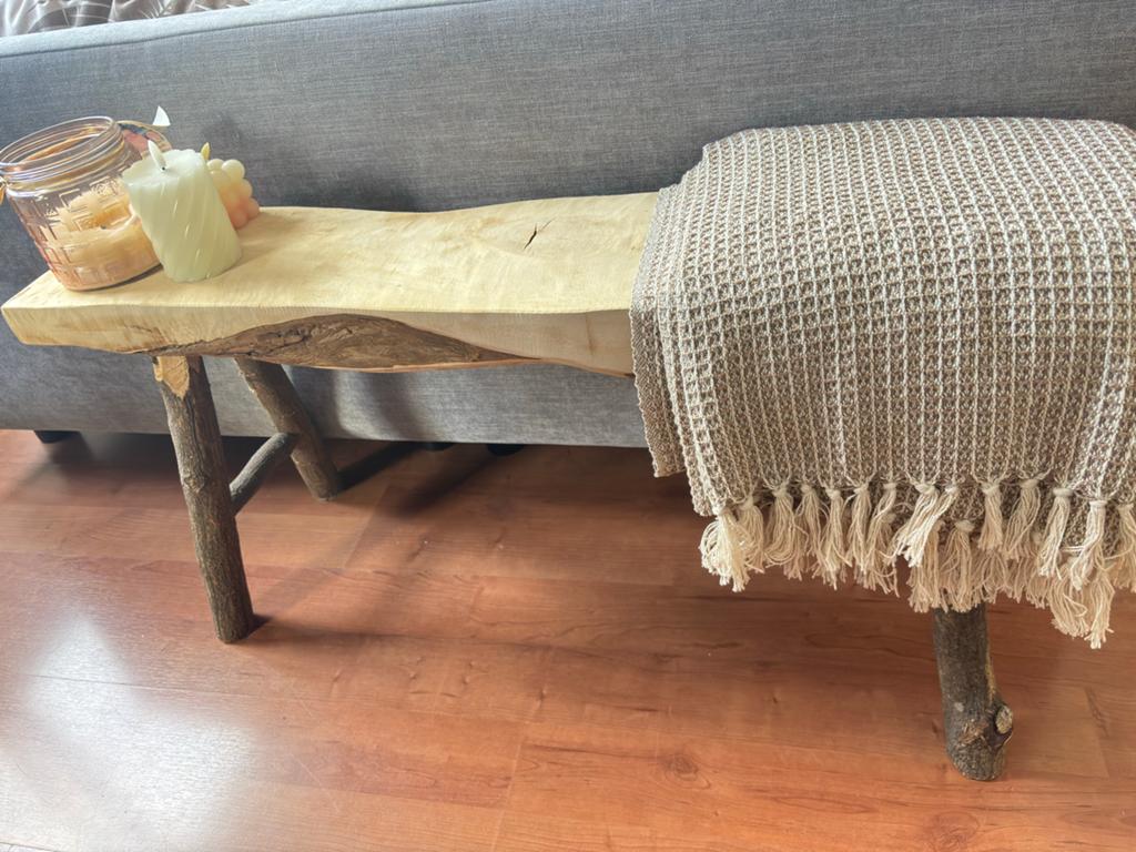 Houten bankje - Mars & More, Huis en Inrichting, Stoelen, Ophalen, Overige kleuren, Zo goed als nieuw, Eén