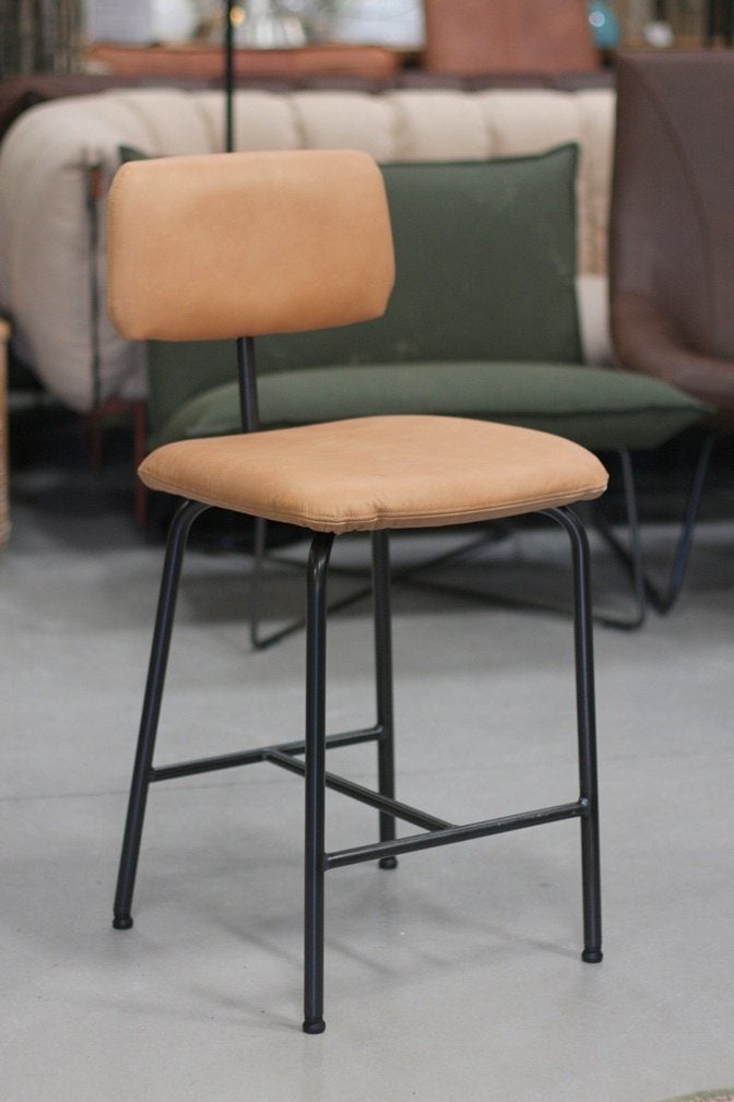 Luxe barstoel barkruk ZIPP Jess Design metaal leer naturel, Ophalen, 5 krukken of meer, Met voetsteun, 60 tot 90 cm