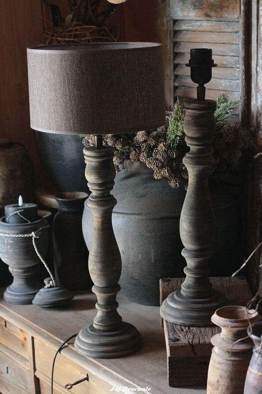 Balusterlamp vintage black rond, Www.jufbrocante.nl, Www.jufbrocante.nl, Nieuw, Ophalen of Verzenden