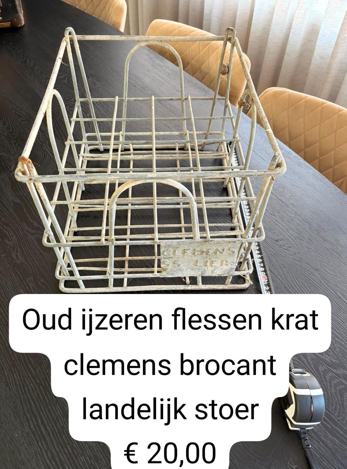 Oud ijzeren flessenkrat - 20 flessen - Landelijk stoer, Ophalen of Verzenden
