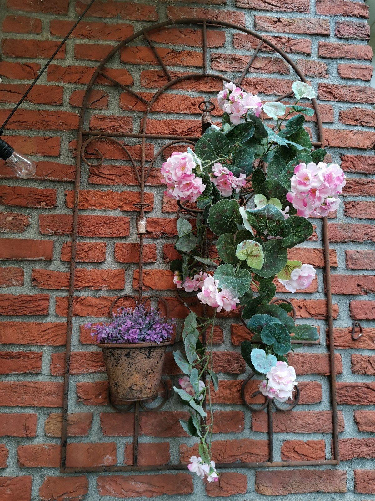 vintage brocante wand decoratie inclusief bloemen, Ophalen, Gebruikt