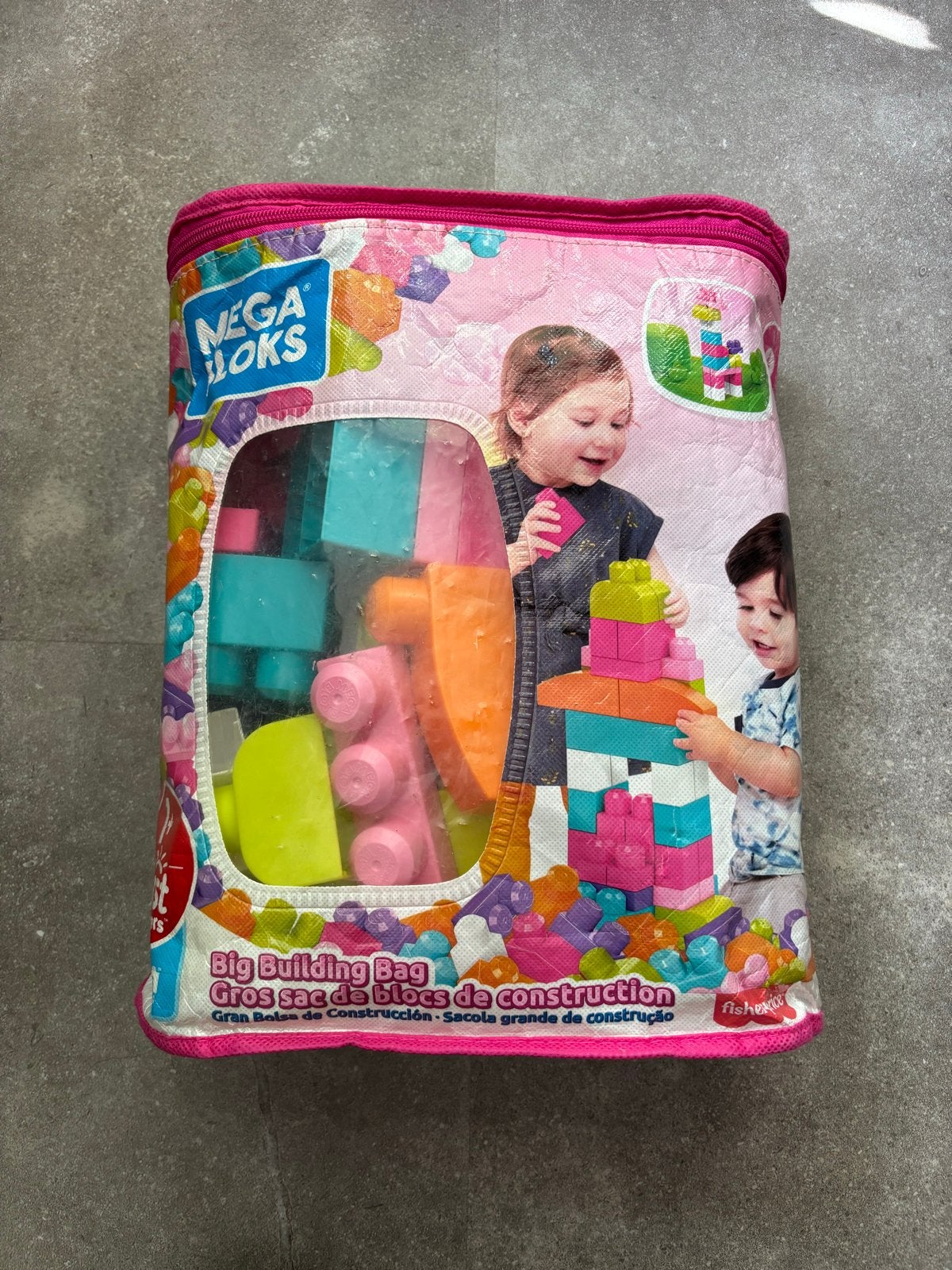 Mega Bloks Big Building Bag - Roze/Meerkleurig, Ophalen, Gebruikt, Megabloks