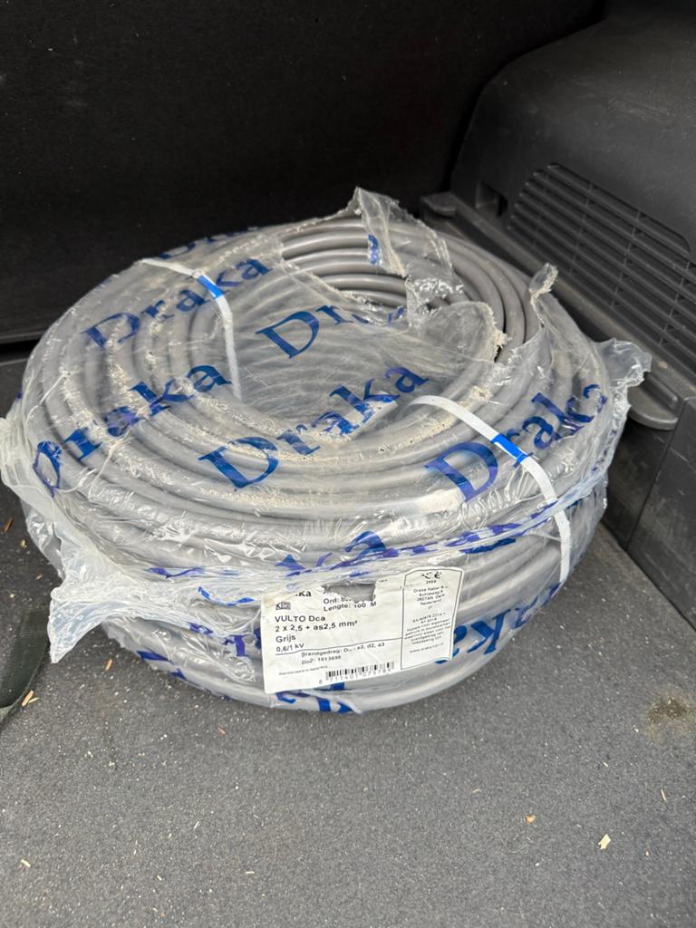 Draka 2x2,5mm2 as kabel - 100 meter, Ophalen, Nieuw, Kabel of Snoer