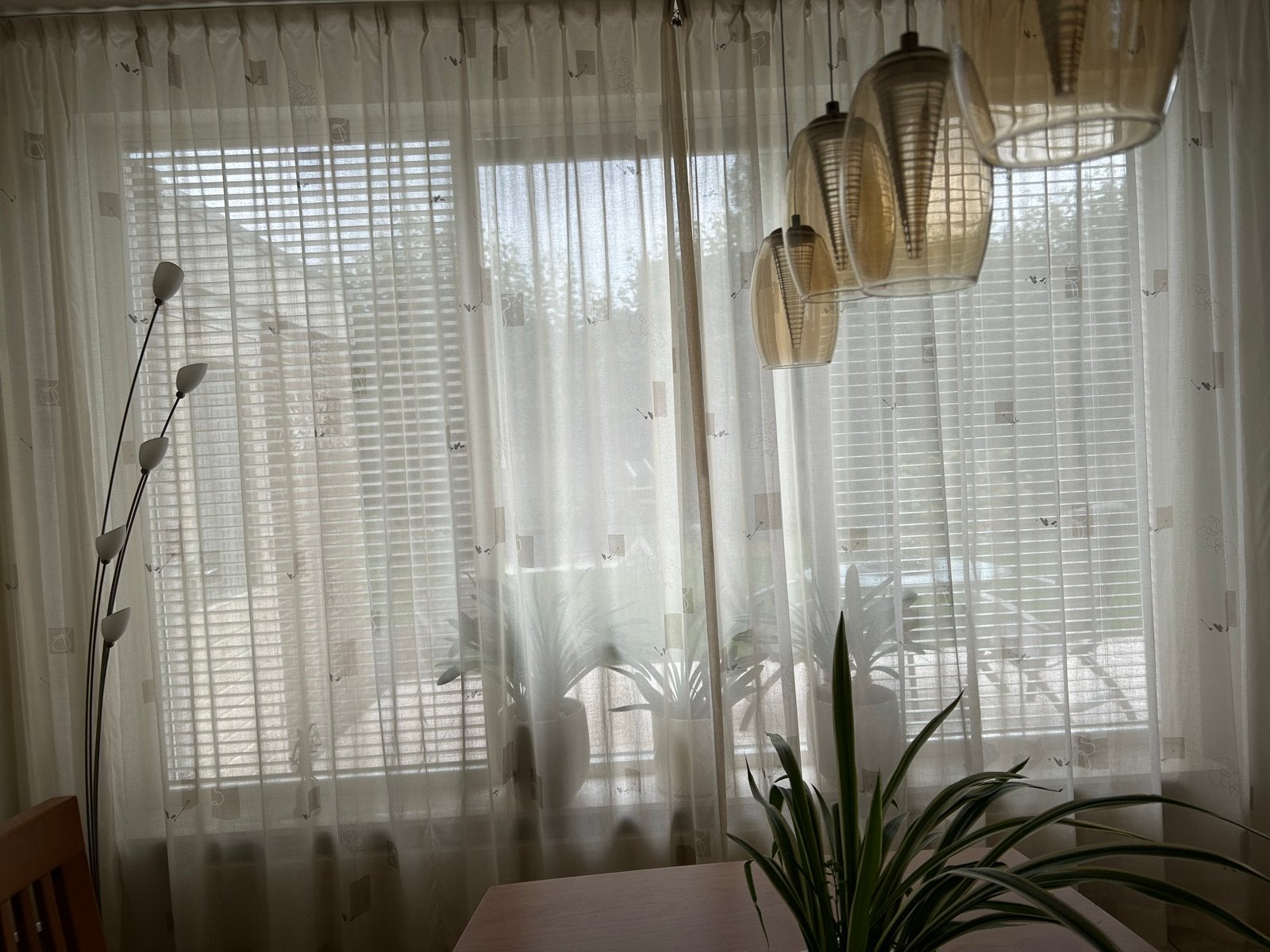 Lichtdoorlatende vitrage met patroon, Huis en Inrichting, Stoffering | Gordijnen en Lamellen, Ophalen, Vitrage, Gebruikt, Overige merken