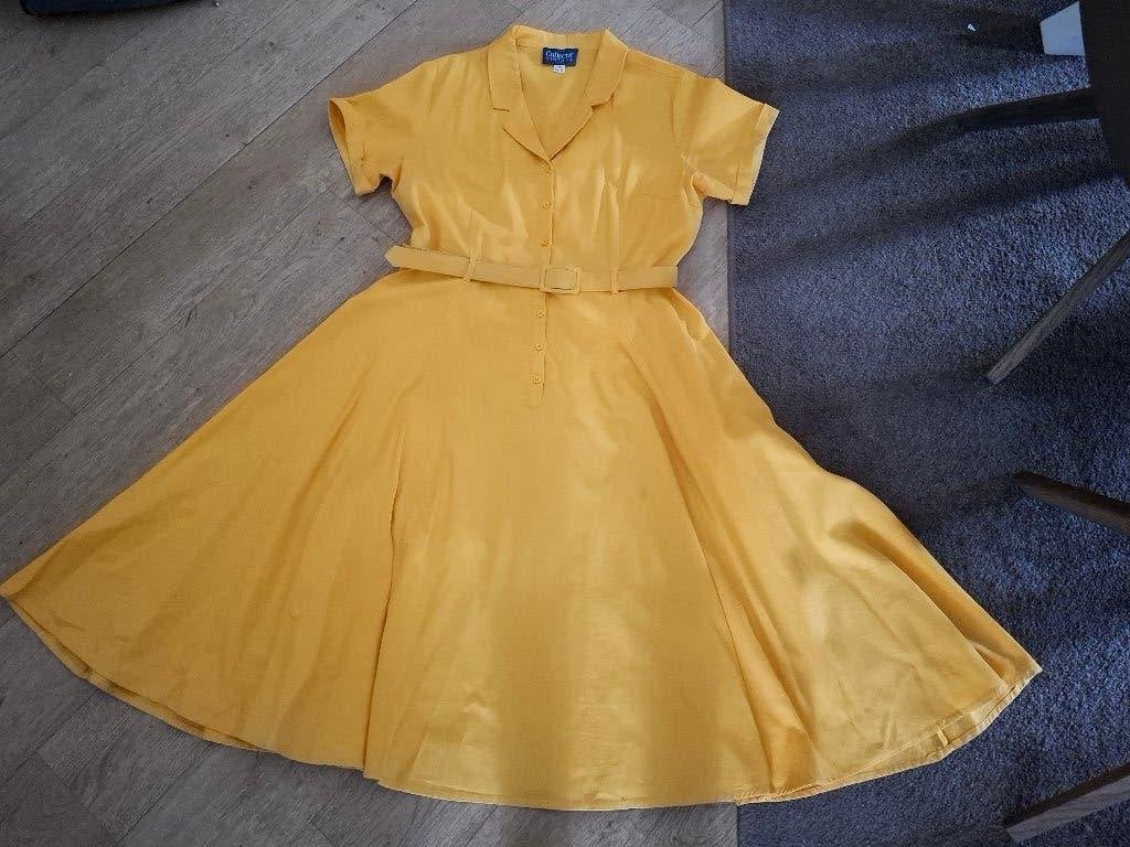 COLLECTIF vintage jurk maat 44 NIEUW, Kleding | Dames, Geel, Maat 42/44 (L), Nieuw, Ophalen of Verzenden