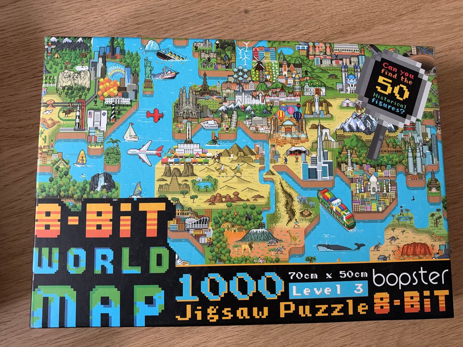 8-Bit World Map 1000 stukjes Jigsaw Puzzle, Ophalen of Verzenden, Meer dan 50 stukjes, Gebruikt, 6 jaar of ouder