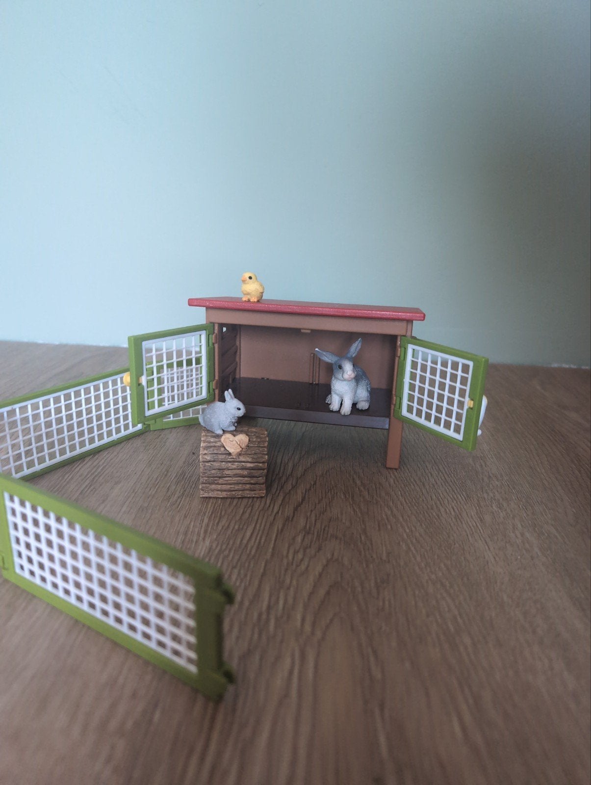 Schleich konijnenhok met konijnen en kuiken, Ophalen of Verzenden, Zo goed als nieuw