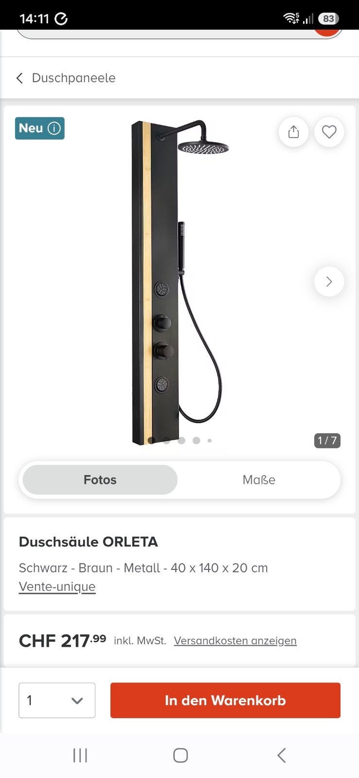 buitendouche douchepaneel, Ophalen of Verzenden, Douche