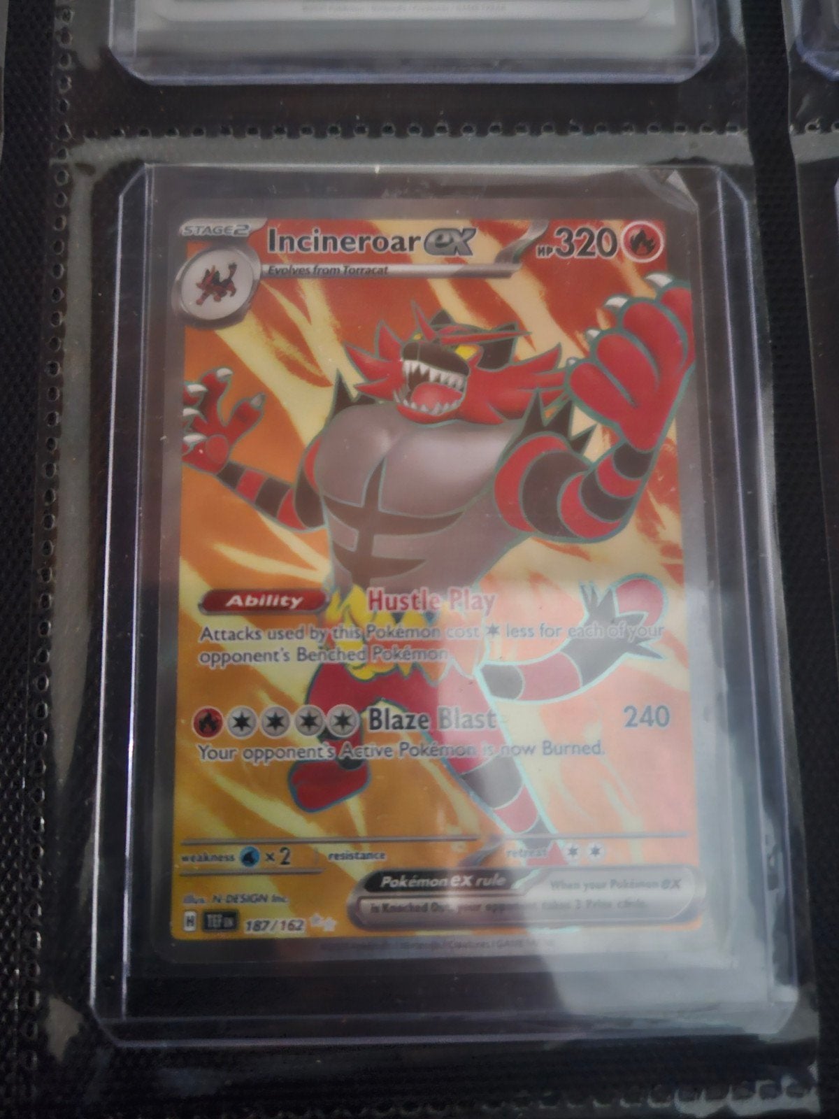 Pokemon Incineroar ex 187/162 Temporal Forces, Ophalen of Verzenden, Zo goed als nieuw, Losse kaart, Foil