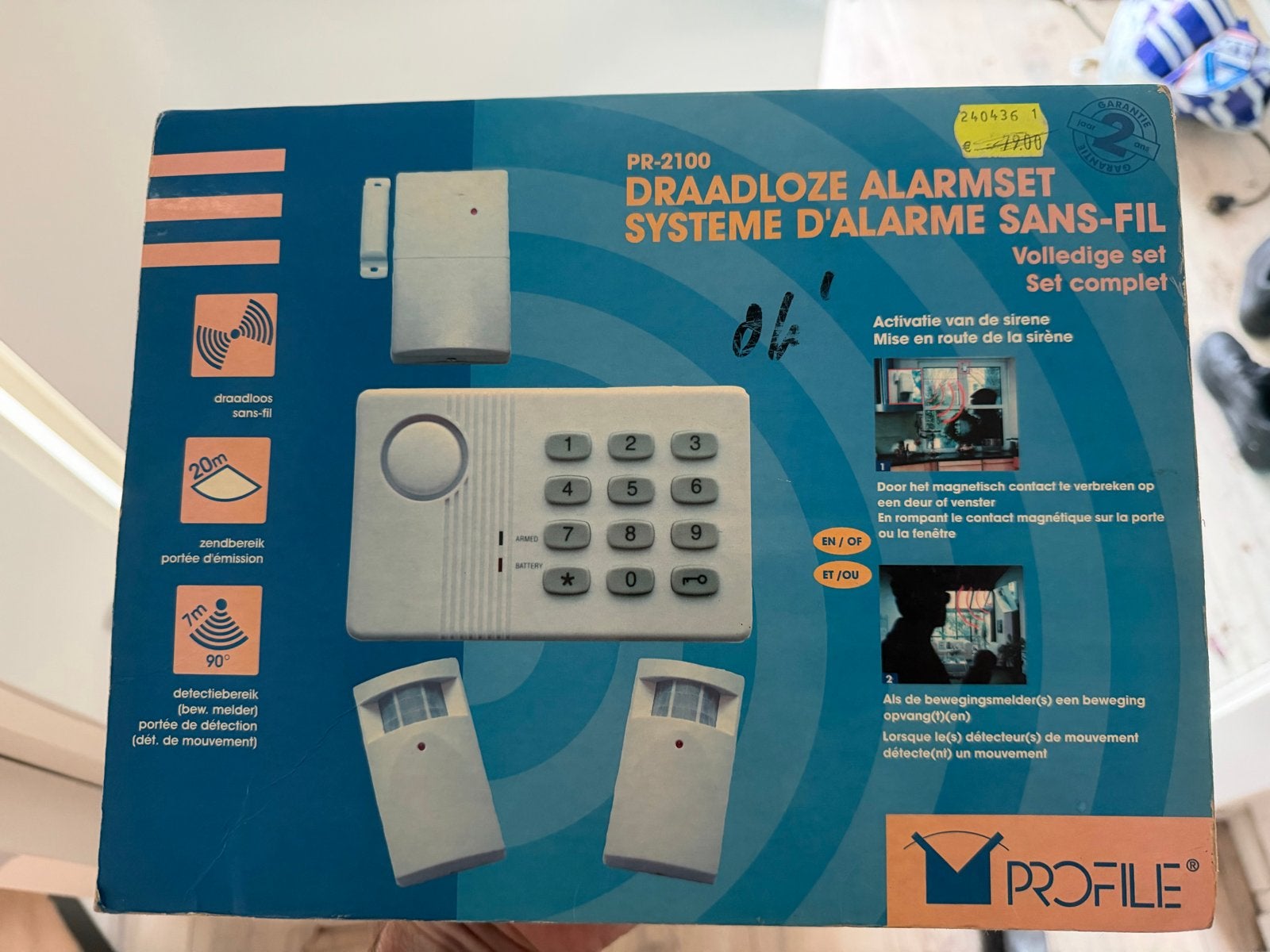 PR-2100 Draadloos Alarmsysteem - Compleet Set, Doe-het-zelf en Verbouw, Alarmsystemen, Ophalen, Beweging, Zo goed als nieuw, Compleet systeem