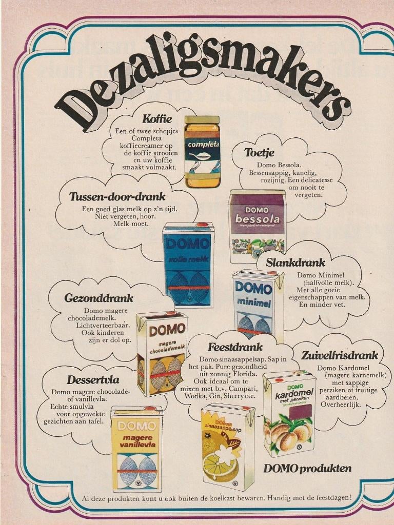 Retro reclame 1973 Domo Kardomel & vla frisdrank zuivel, Verzamelen, Verzenden, Overige typen