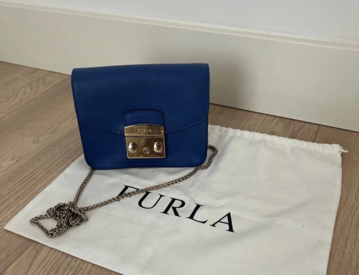 Furla Metropolis damestas blauw, Ophalen of Verzenden, Zo goed als nieuw, Blauw, Schoudertasje