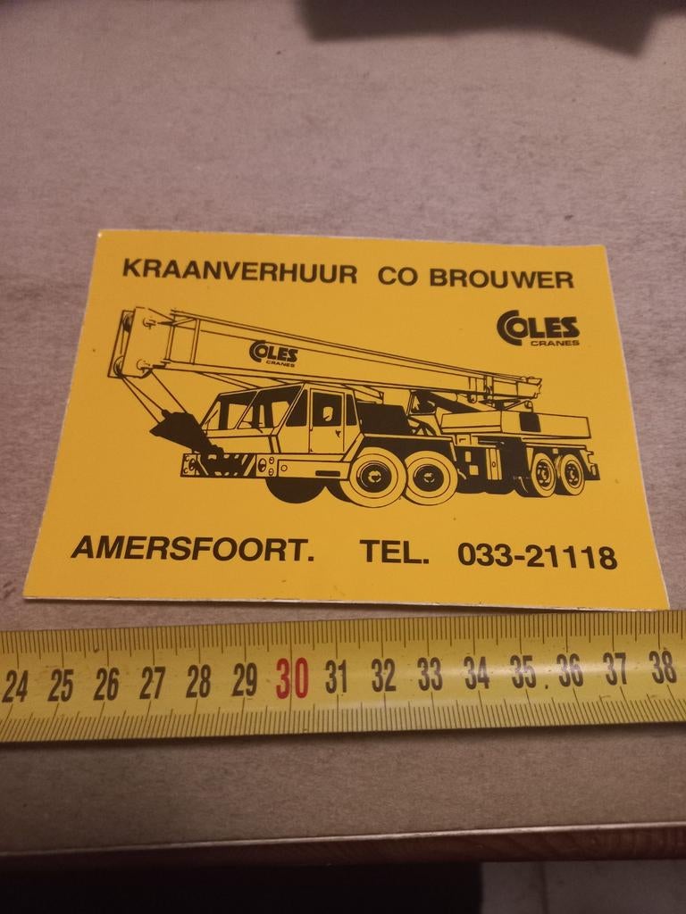 Kraanverhuur co brouwer Amersfoort  2, Verzamelen, Stickers, Ophalen of Verzenden, Zo goed als nieuw