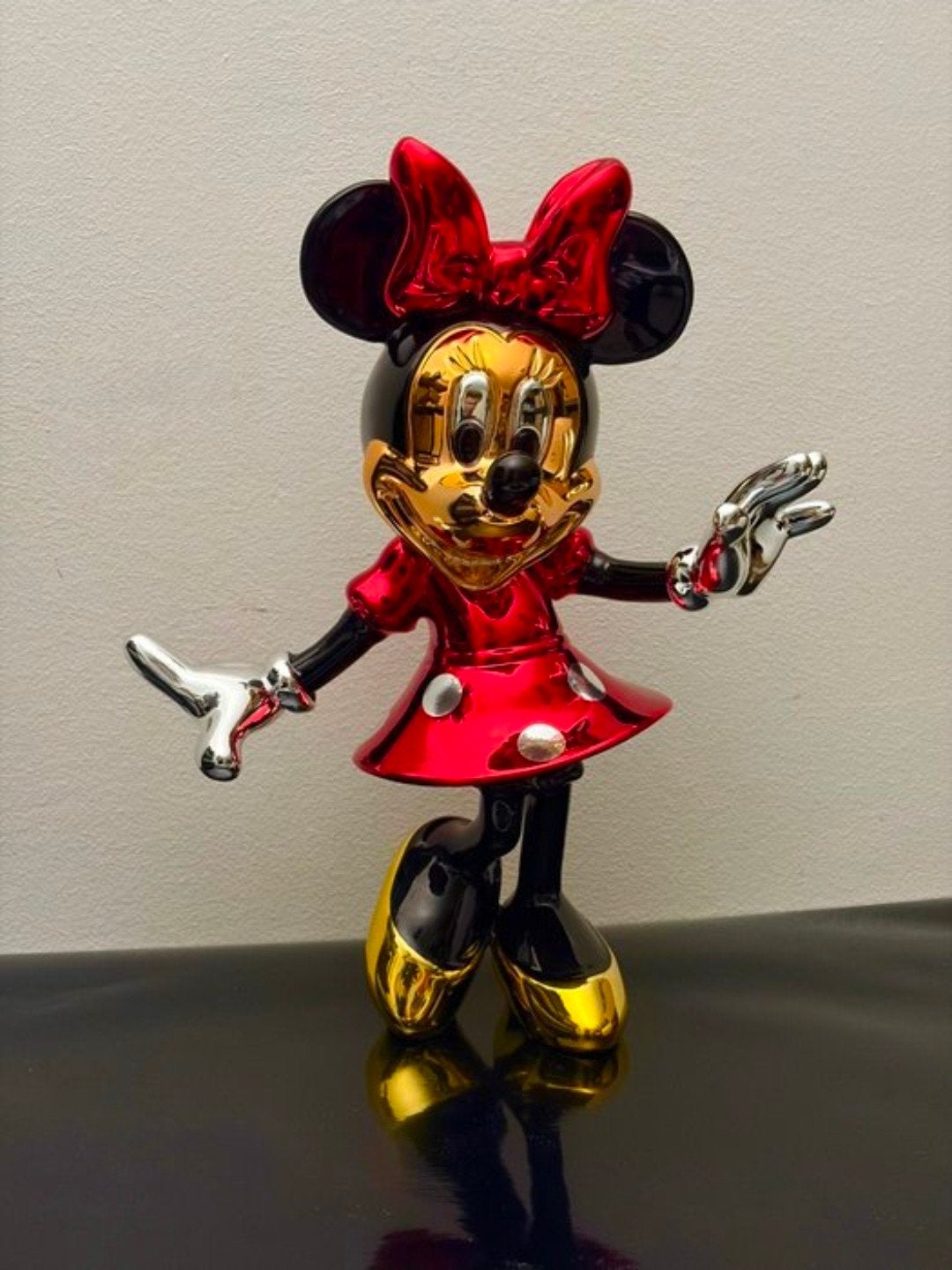 Set van 2: Chrome Mickey & Minnie Mouse Chroom Beelden, Ophalen, Overige onderwerpen, Overige materialen, Beeld