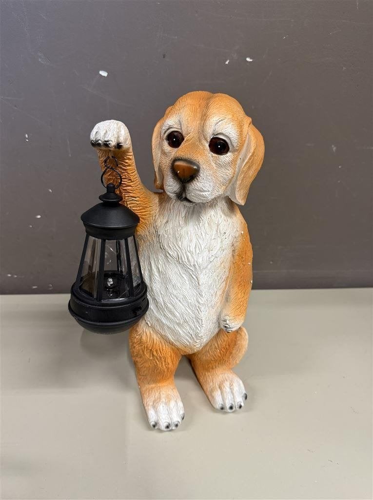 Tuinornament op zonne-energie - honden lamp, Tuin en Terras, Tuinbeelden, Ophalen of Verzenden, Nieuw, Overige materialen