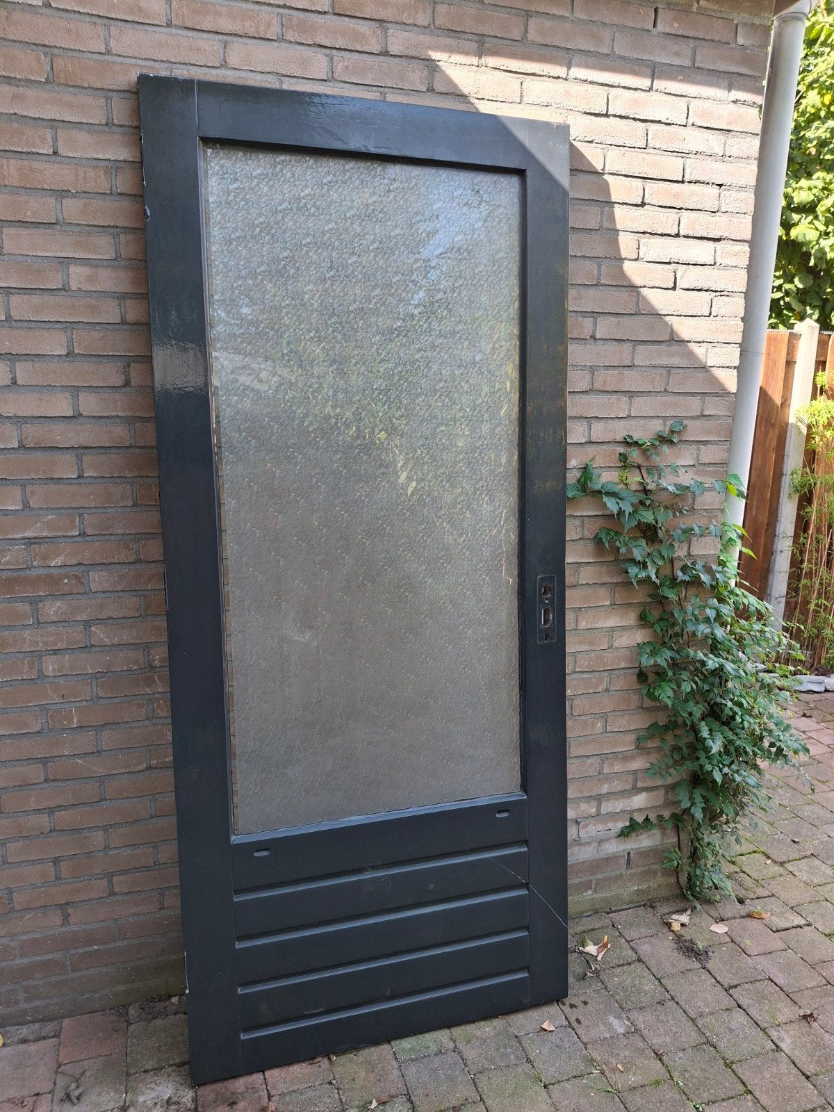 Hardhouten buitendeur 93x212cm, Ophalen, Gebruikt, 80 tot 100 cm, Binnendeur