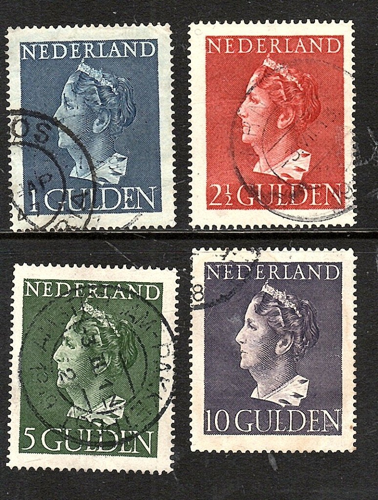 828 nvph 346-349 koningin Wilhelmina 1940 gebruikt zie scan., Postzegels en Munten, Ophalen of Verzenden, Na 1940, Gestempeld