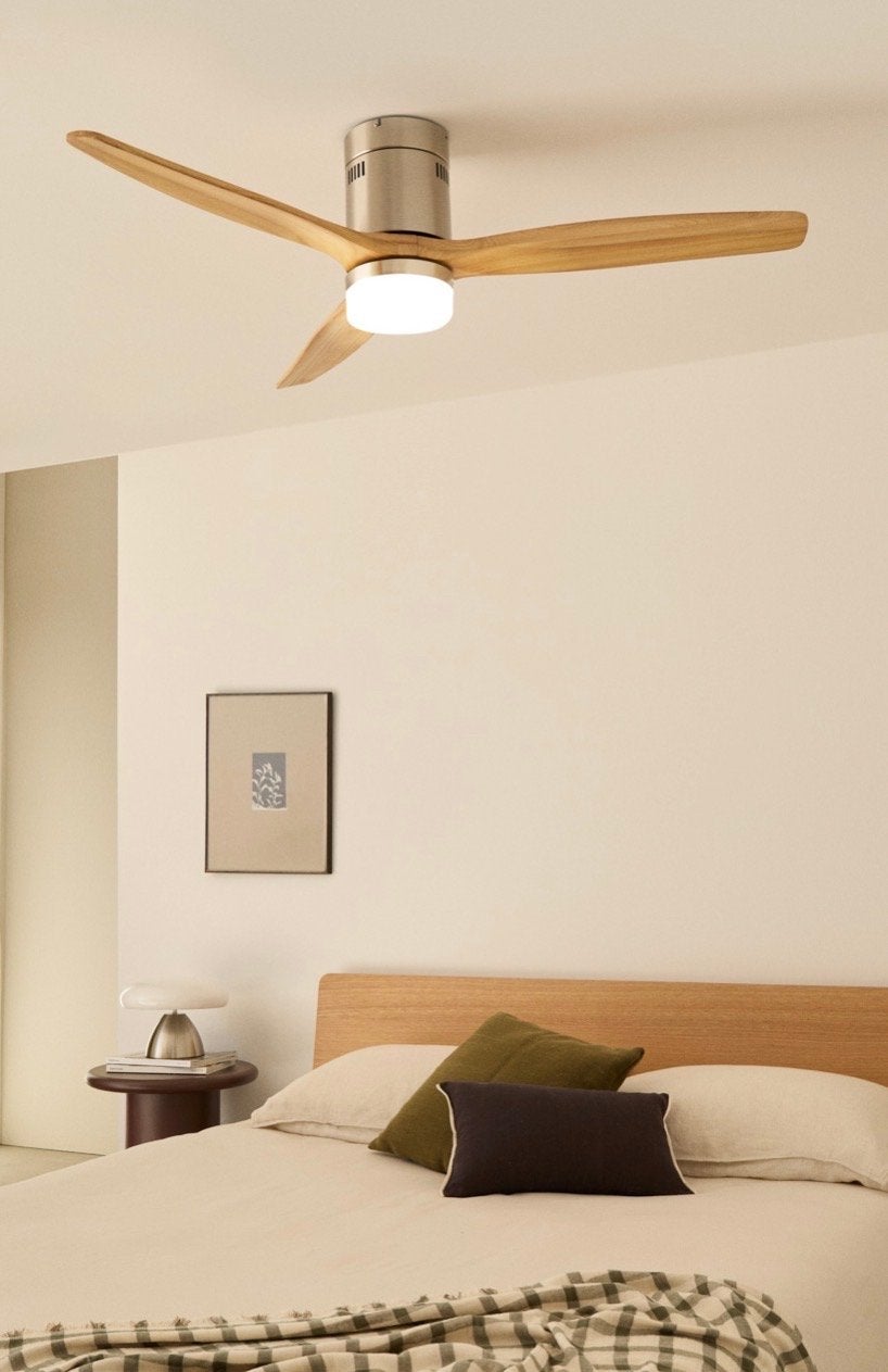 Moderne plafondventilator met verlichting, 100 tot 150 cm, Ophalen of Verzenden, Zo goed als nieuw, Minder dan 25 cm