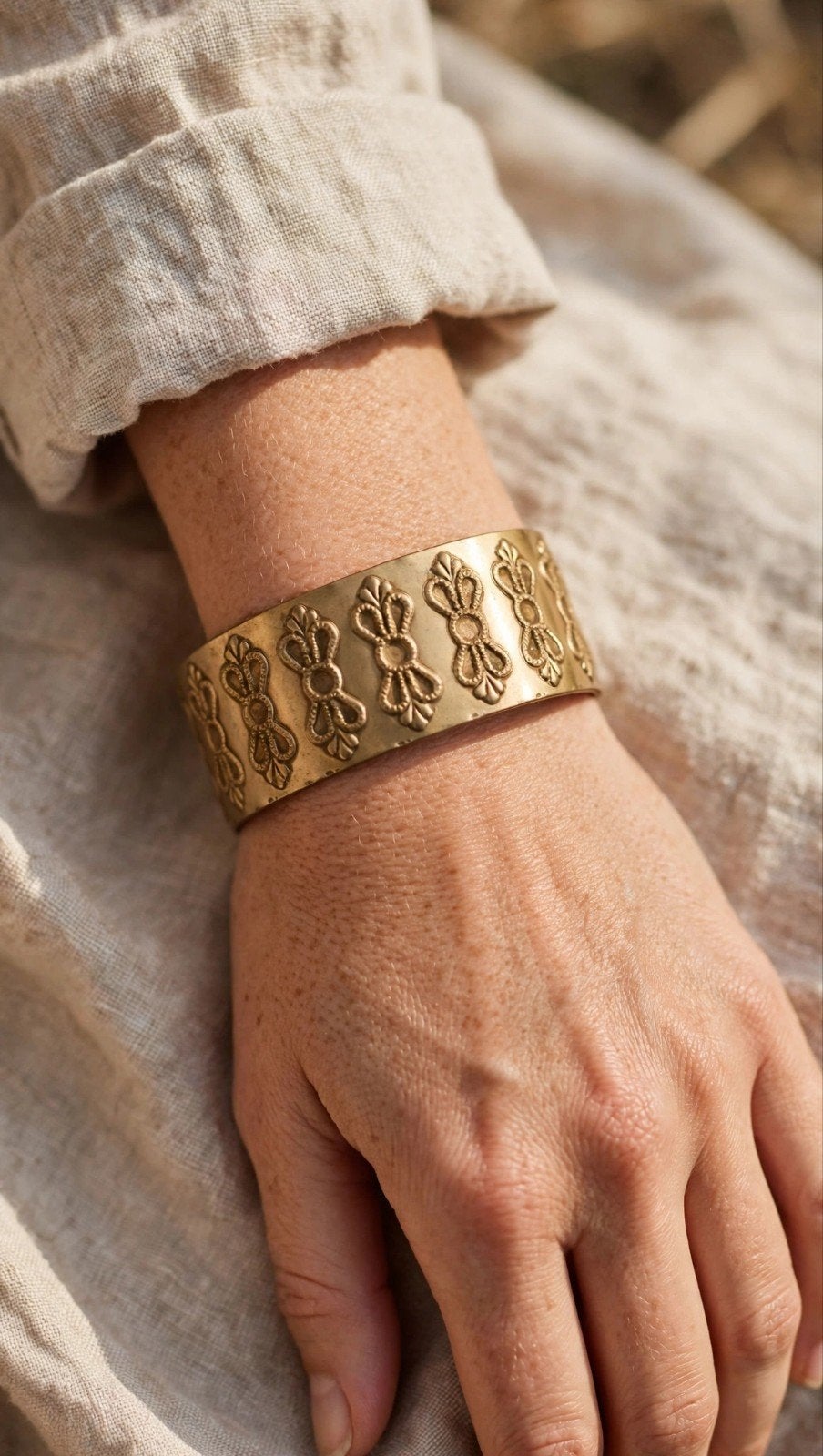vajra cuff  koperen armband, Ophalen of Verzenden, Gebruikt, Goud