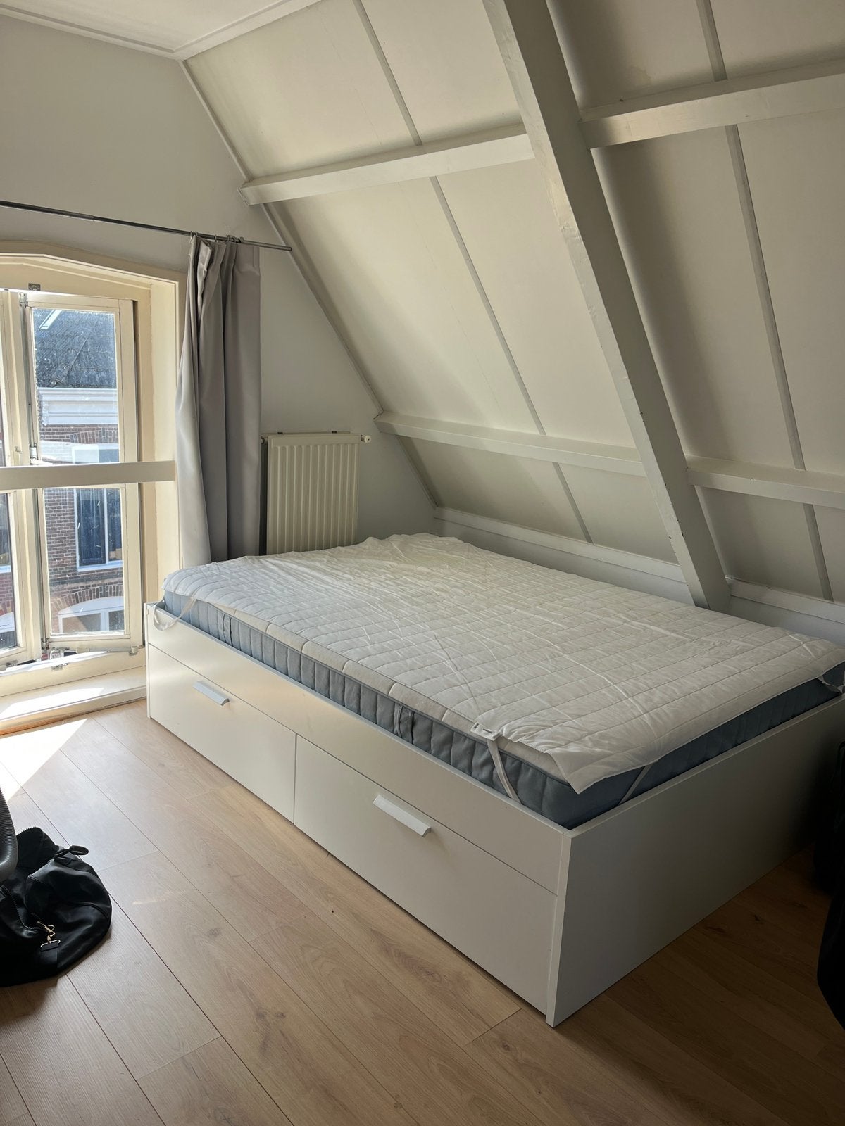 Ikea bedframe + matras, Ophalen, Wit, Tweepersoons, 140 cm