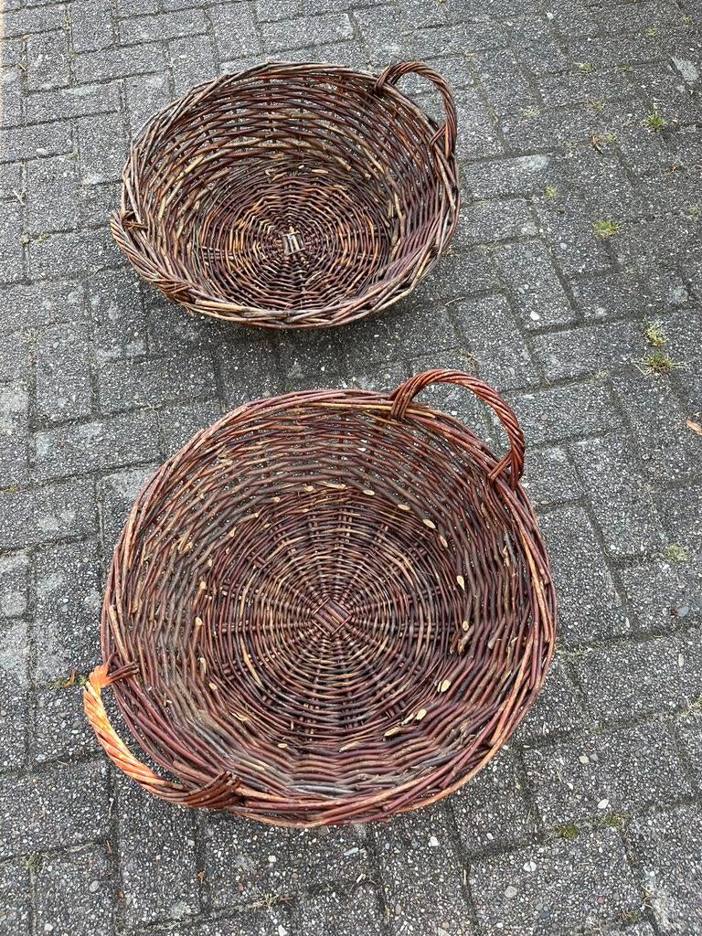 2 grote rieten manden, Ophalen, Gebruikt, Mand, Rond