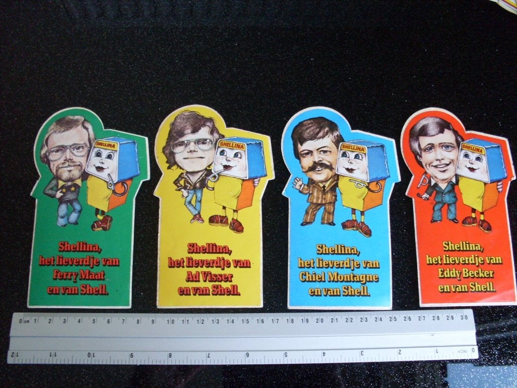 4x sticker shellina Ferry Maat Ad Visser Chiel Montagne, Verzamelen, Verzenden, Zo goed als nieuw, Bedrijf of Vereniging