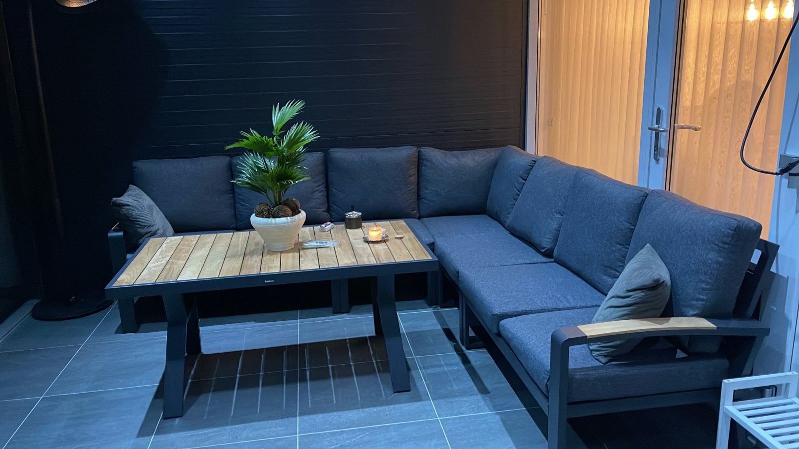 Bois le Duc Loungeset met Tafel - Modulair en Ruim, Ophalen, Gebruikt, Meer dan 8 zitplaatsen, Aluminium