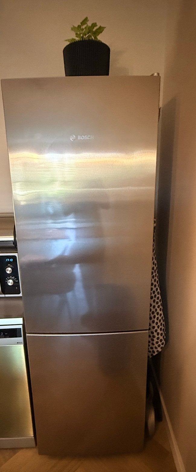 Bosch Koel-vriescombinatie RVS, Ophalen, Gebruikt, 200 liter of meer, 60 cm of meer