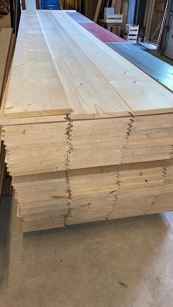 Vurenplanken nieuw 5 meter lang, 28 cm breed en 25 mm dik., Doe-het-zelf en Verbouw, Hout en Planken, Ophalen, Minder dan 25 mm