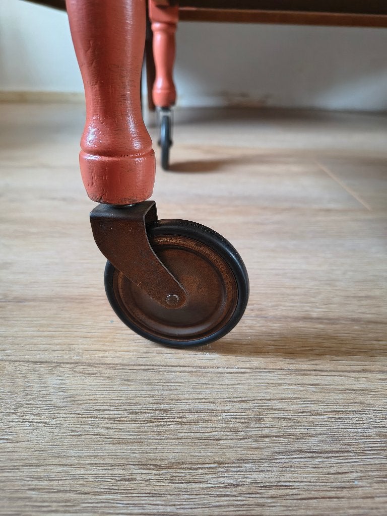Vintage bar cart / serveerwagen – Koraalroze, Huis en Inrichting, 45 tot 60 cm, Minder dan 55 cm, Onbekend, Ophalen of Verzenden