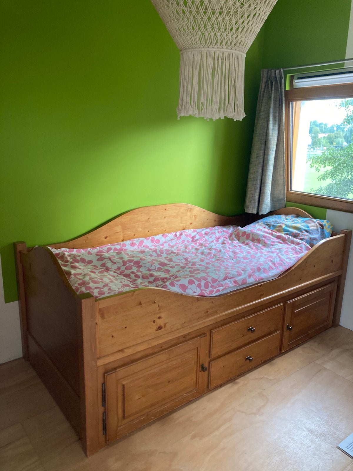 Houten bed, Huis en Inrichting, Slaapkamer | Bedden, Ophalen, Gebruikt, 90 cm, Eenpersoons