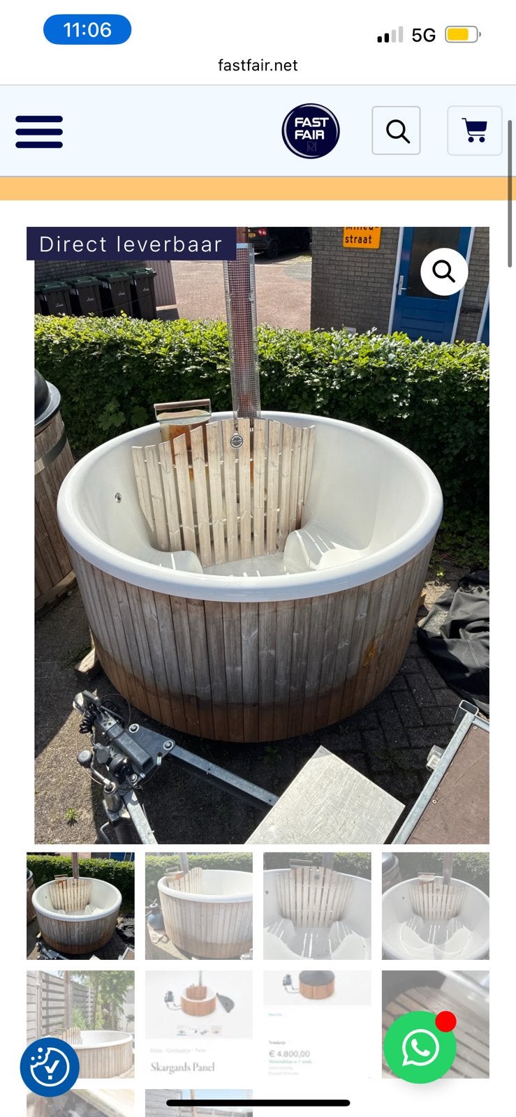 Nieuwstaat gebruikte SKARGARDS hottub houtgestookt 2e hands, Ophalen, Gebruikt, 7921AE, Fast Fair b.v.