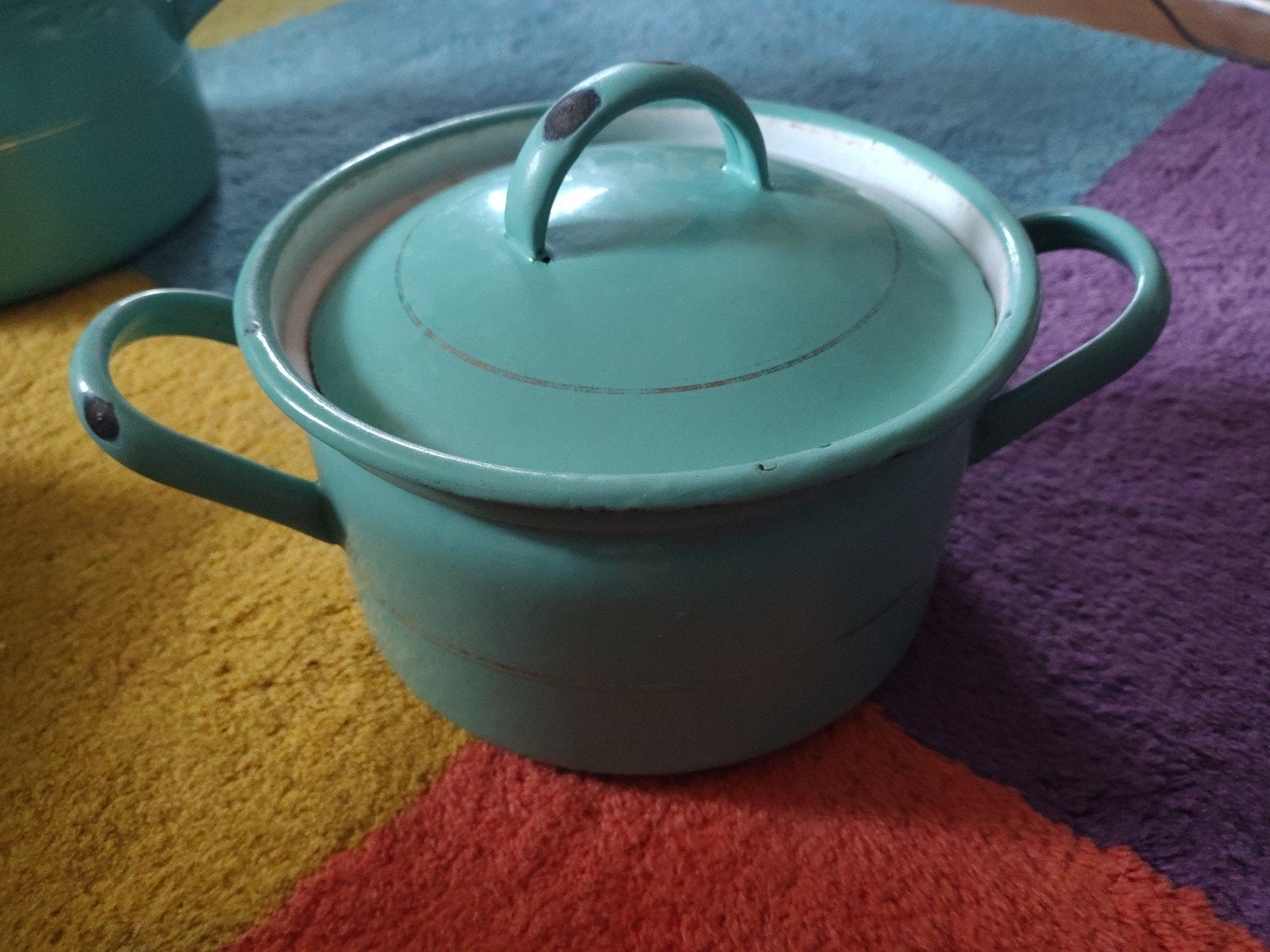Vintage geëmailleerde kookpan - 20cm, Antiek en Kunst, Antiek | Emaille, Ophalen of Verzenden