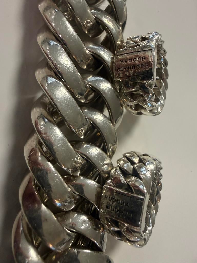 Buddha to Buddha armbanden ringen Chain XXL- Zilveren set, Sieraden, Tassen en Uiterlijk, Armbanden, Ophalen of Verzenden, Gebruikt