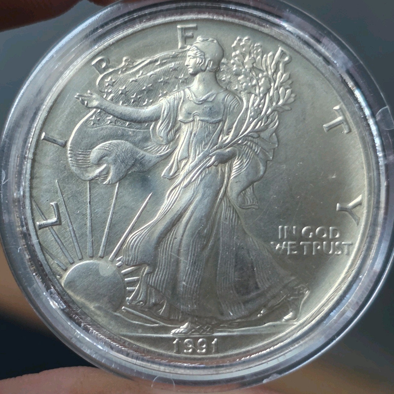 1oz eagle 1991 Amerika, Verzenden, Zilver