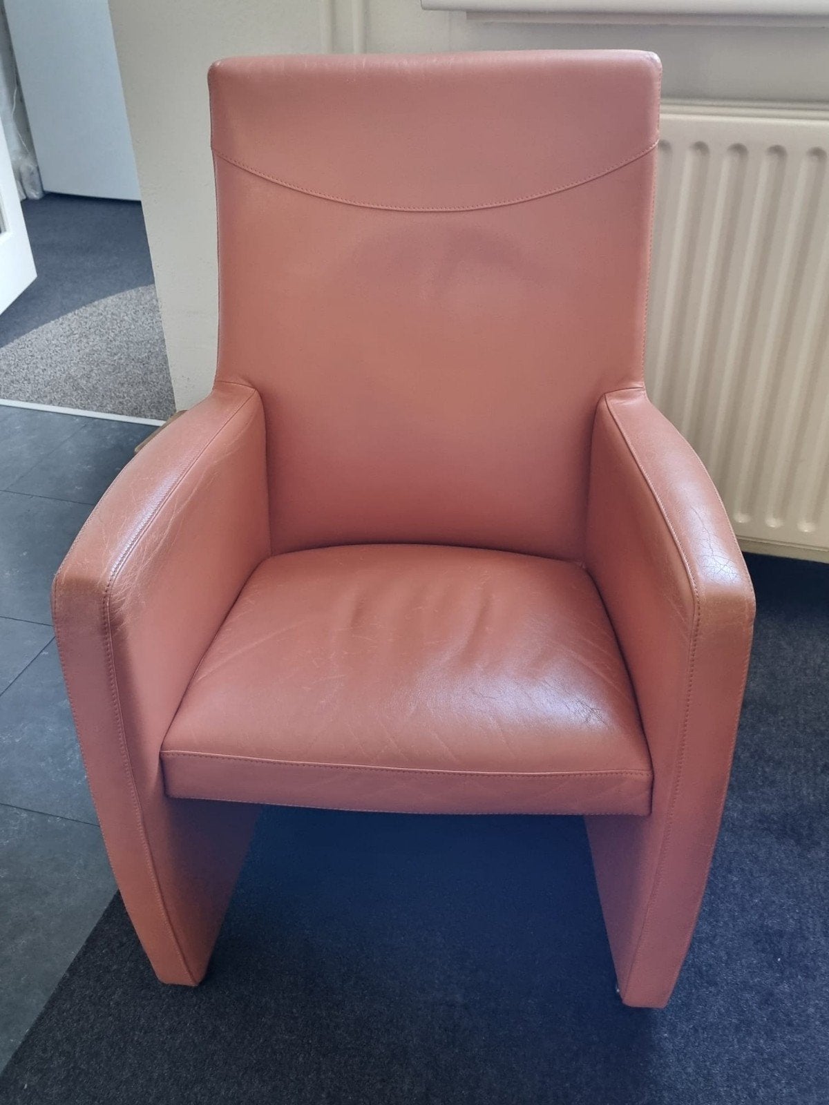 Leolux leren stoel op wieltjes, Huis en Inrichting, Stoelen, Ophalen, Gebruikt, Overige kleuren, Leer