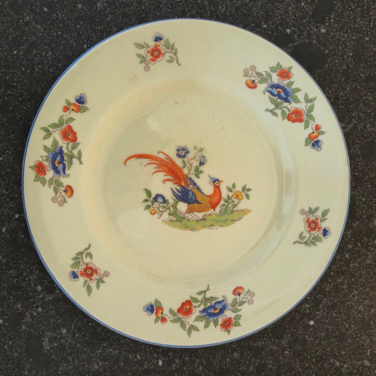 3 Dinerborden met paradijsvogel, New Hall Pottery, UK 1930, Antiek en Kunst, Ophalen of Verzenden