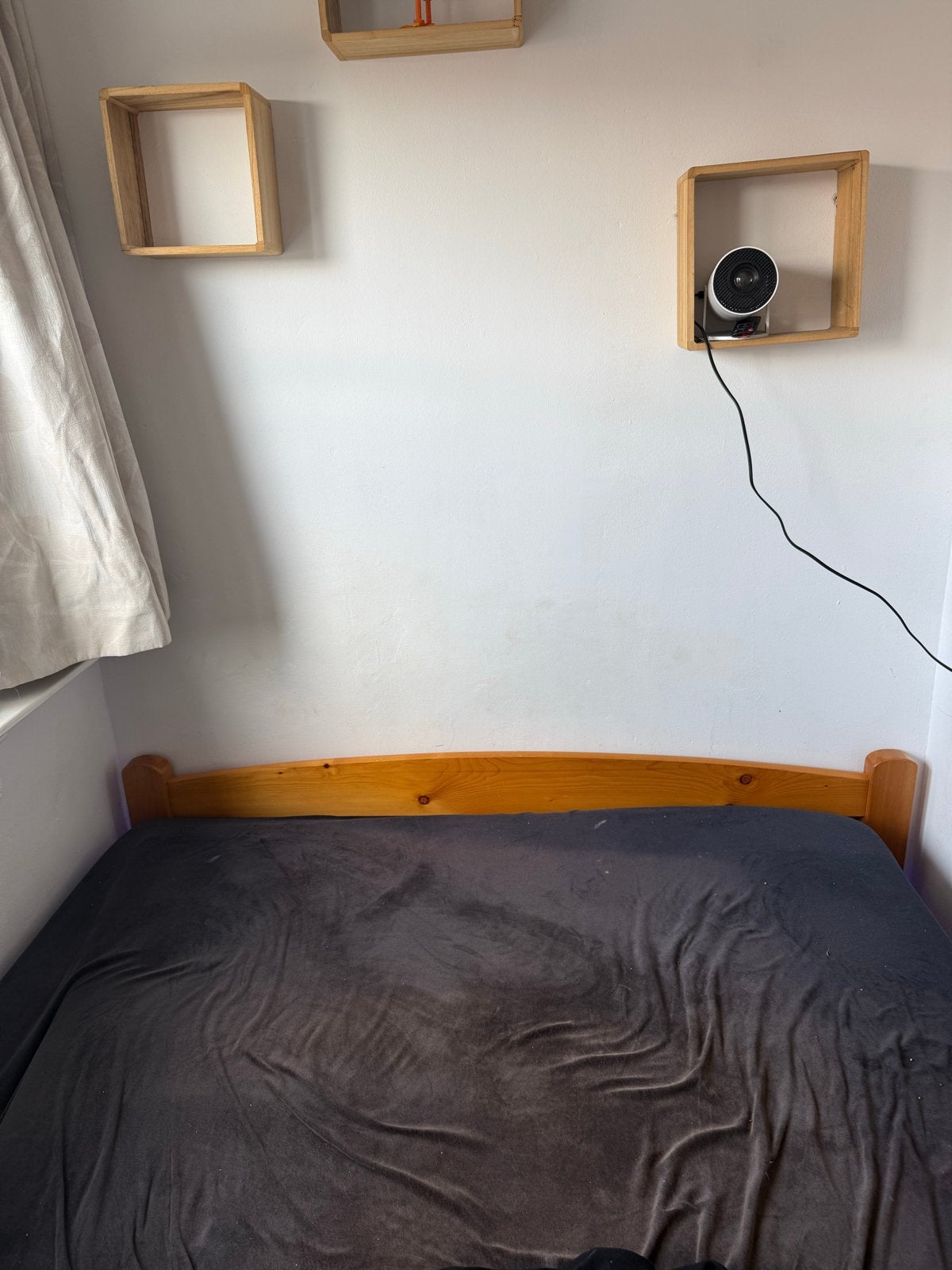 Houten tweepersoonsbed met lattenbodem, Ophalen, Gebruikt, Bruin, Tweepersoons