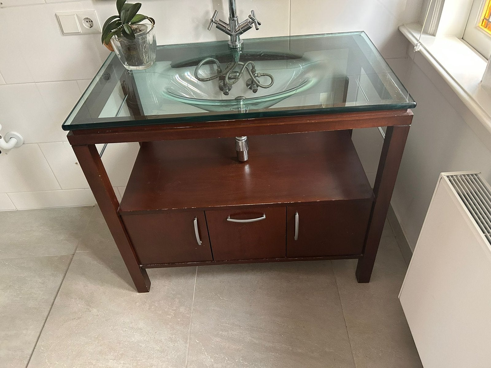Wasbak badkamer met spiegel, Gebruikt, 50 tot 100 cm, 75 cm of meer, Ophalen of Verzenden
