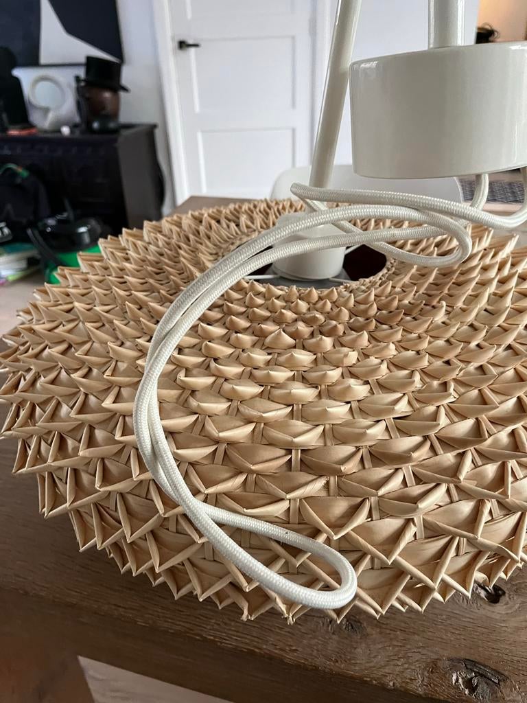 IKEA PS 2014 hanglamp - Bamboe/wit, Ophalen of Verzenden, Zo goed als nieuw, Hout, Minder dan 50 cm