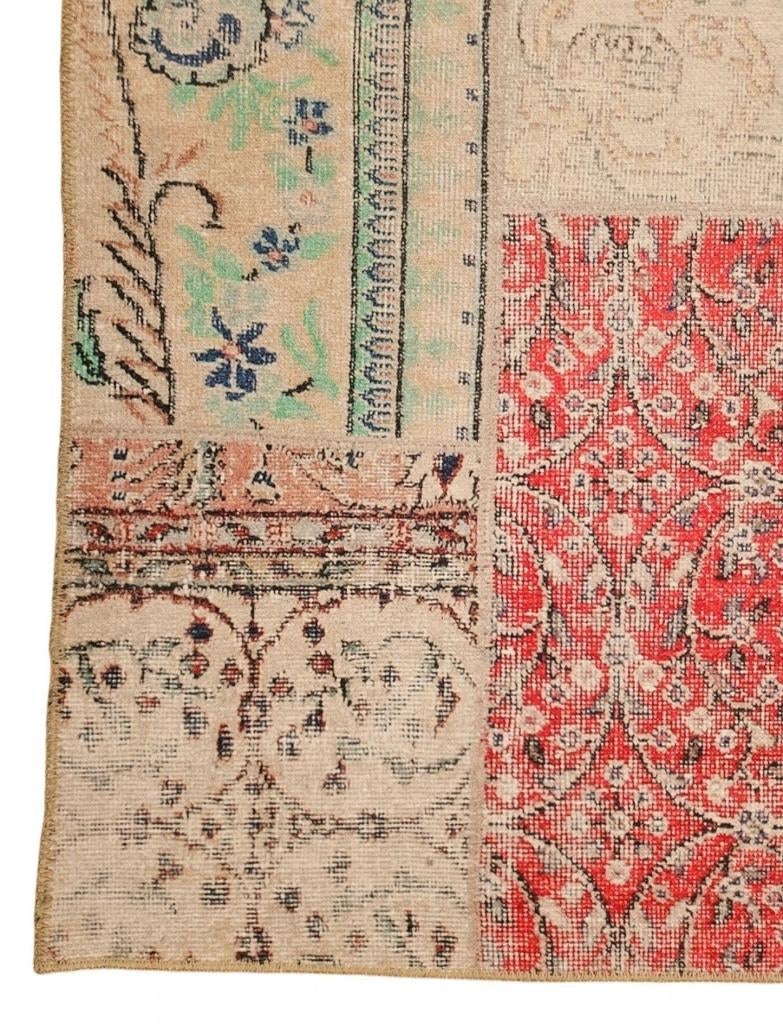 Vintage oosters vloerkleed Patchwork oriental 155x224cm, Crème, 150 tot 200 cm, Onbekend, 200 cm of meer