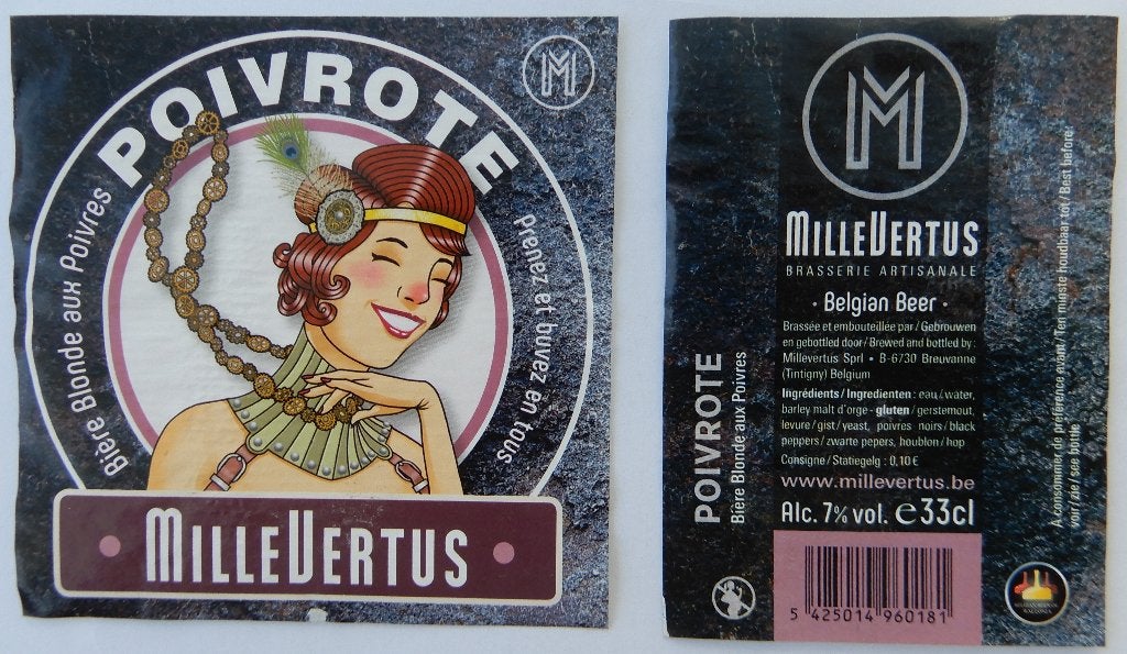 Bieretiket Poivrote brouwerij Millevertus (5o2), Verzenden, Gebruikt, Overige typen, Overige merken