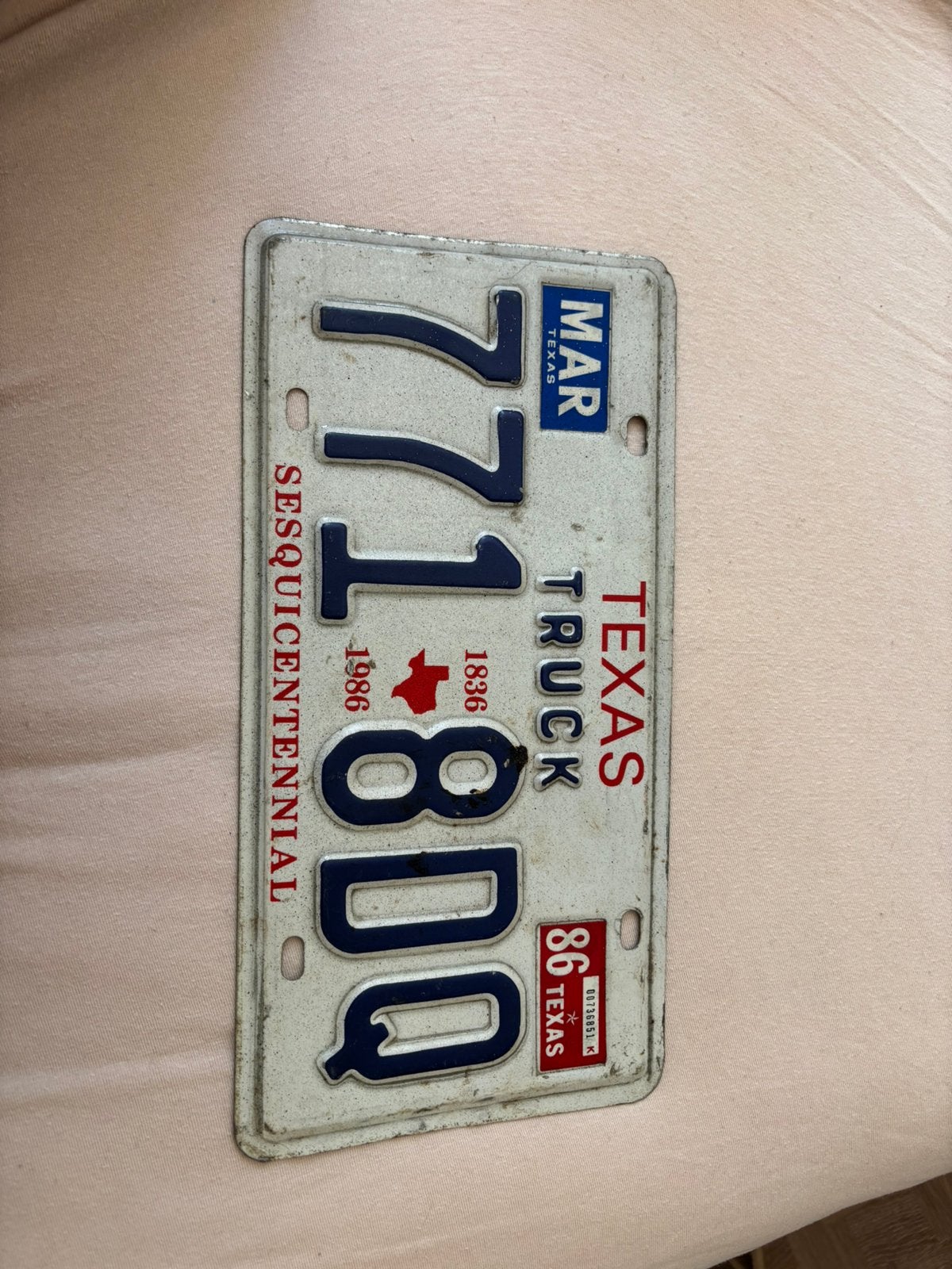 Vintage Texas USA Kentekenplaat (1986) – Truck, Verzamelen, Ophalen, Zo goed als nieuw, Auto's