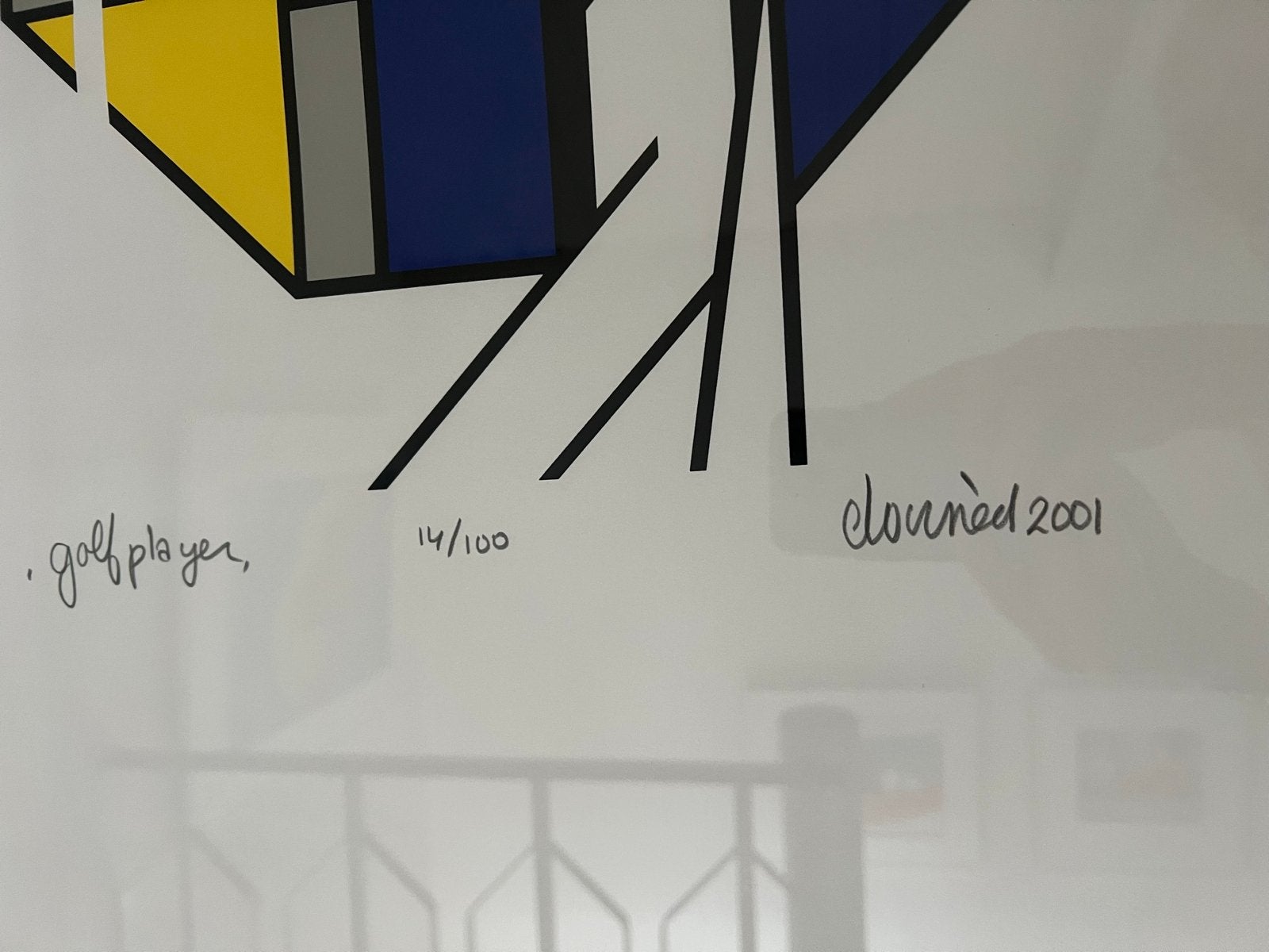 Golfplayer - Originele Zeefdruk in De Stijl/Mondriaan Stijl, Antiek en Kunst, Kunst | Litho's en Zeefdrukken, Gelimiteerde oplage
