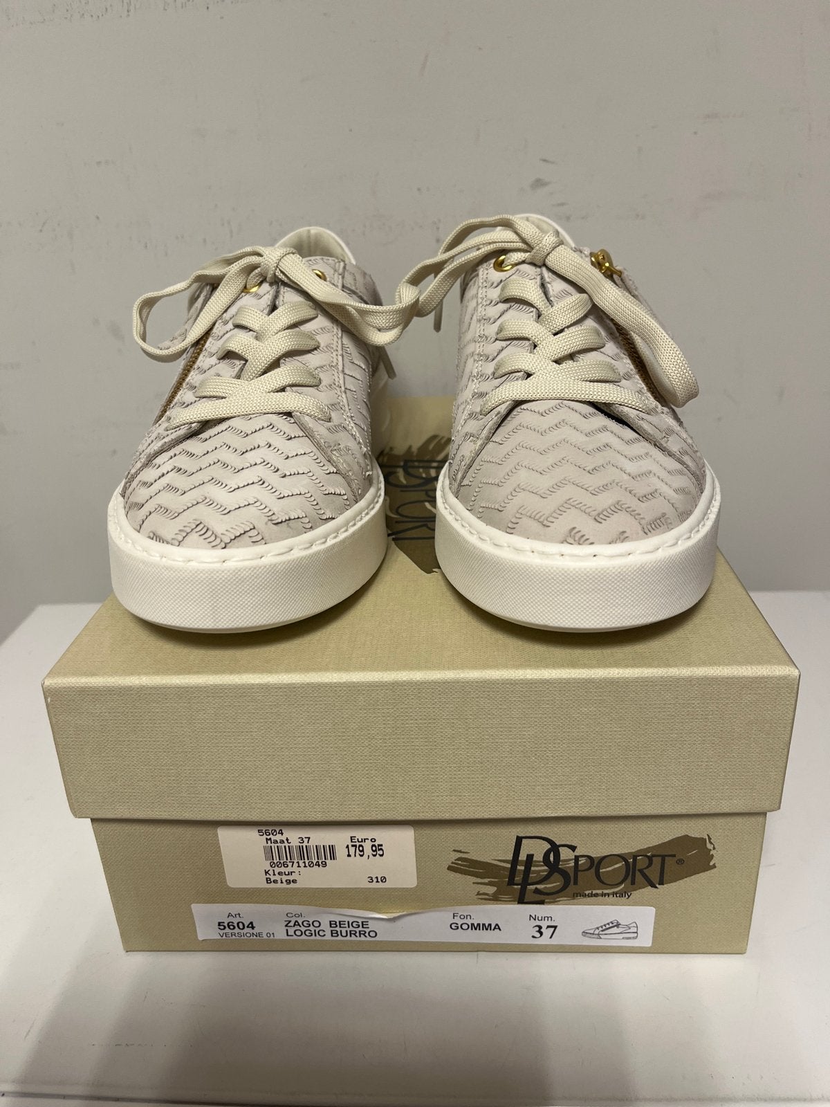 DL Sport sneakers maat 37, leer gevoerd, met rits en uitneem, -, Beige, -, Nieuw
