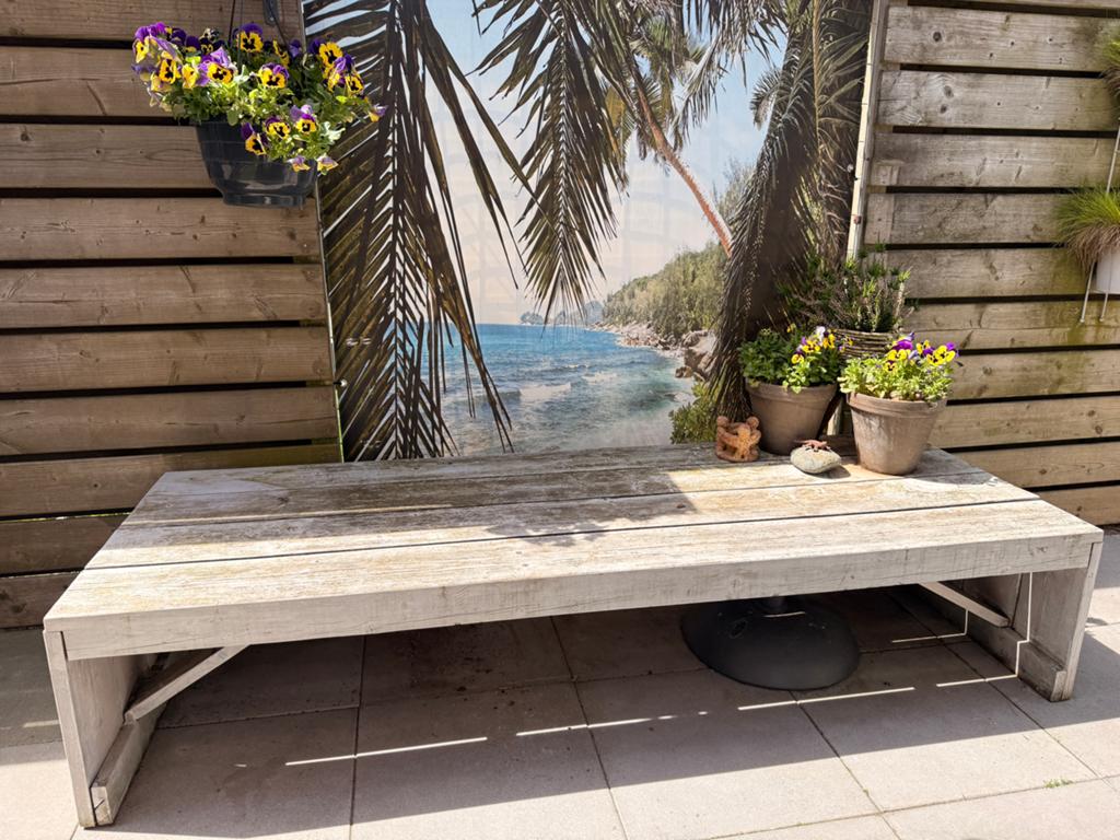 Robuuste houten tuinbank - Perfect voor buiten, Ophalen, Gebruikt, Hout