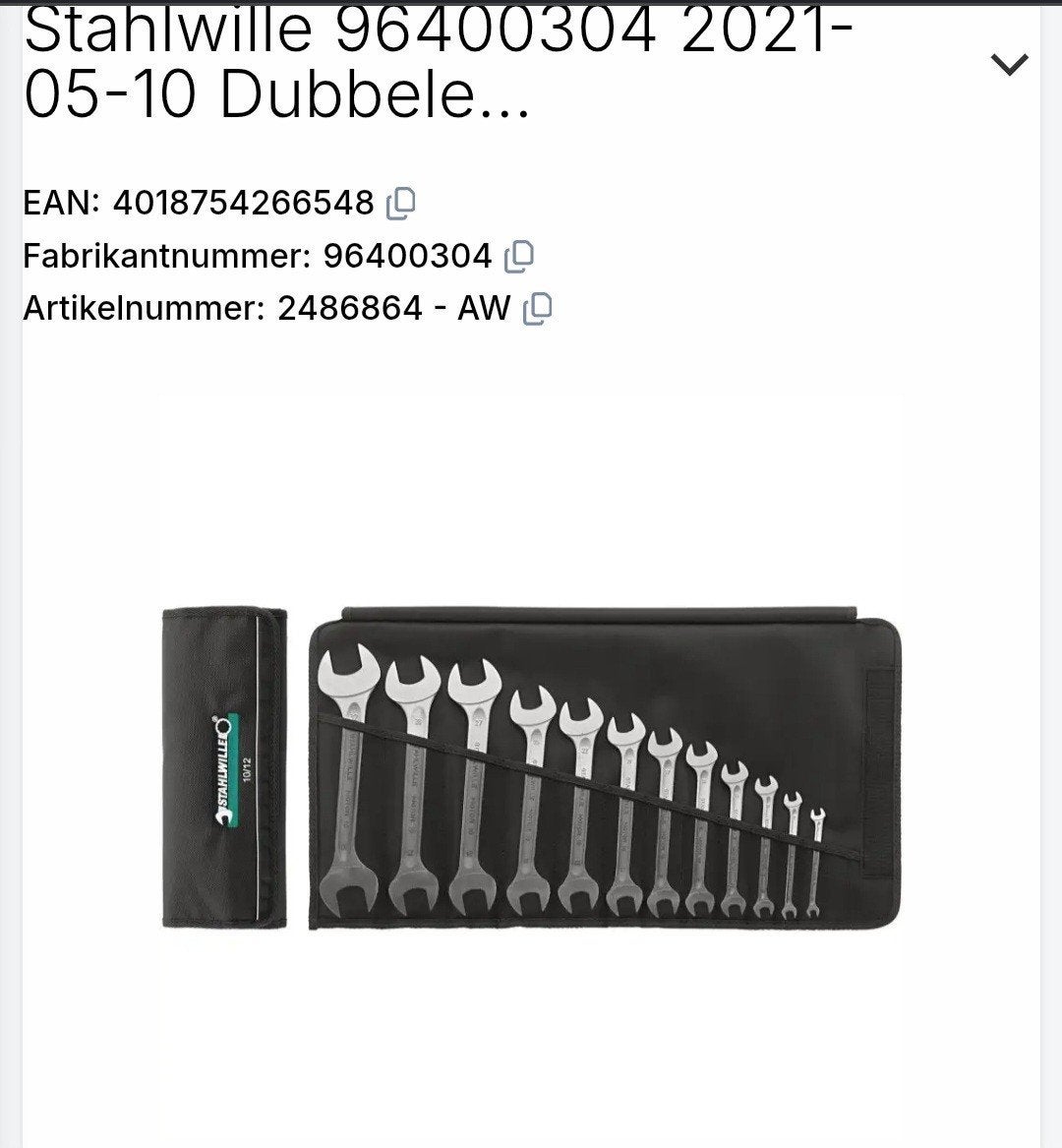 Stahlwille gereedschap set steek steek sleutels, Ophalen of Verzenden, Nieuw