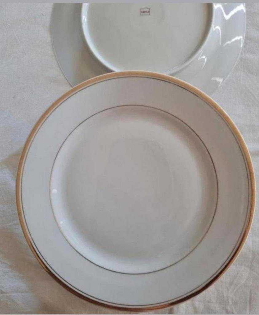 Kahla Bavaria borden 6 st witte dinerborden 3 gouden biesjes, Ophalen of Verzenden, Zo goed als nieuw, Bord(en), Overige stijlen