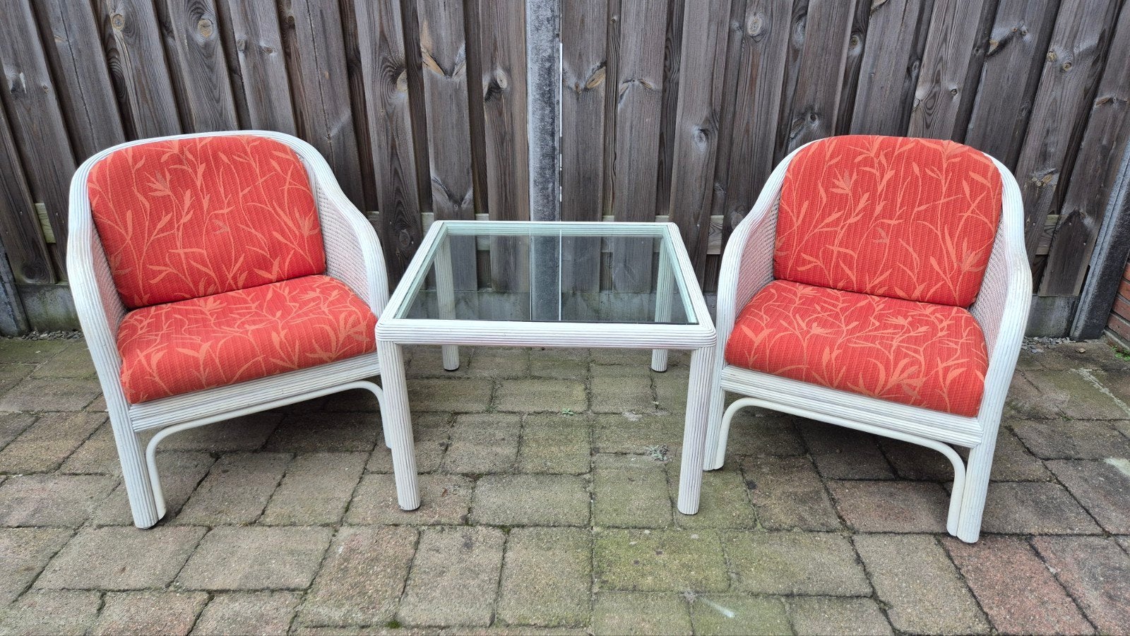 Vintage rotan Rohe stoelen + tafel / serre set / tuin set, Tuin en Terras, Tuinsets en Loungesets, 2 zitplaatsen, Ophalen